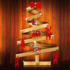 Wood Cartoon Character Red Photography Scenery Backdrop Christmas Theme Banner IYC-685