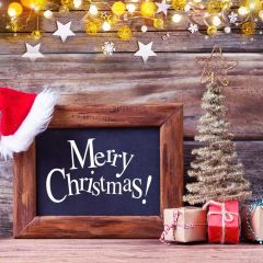 Christmas Hat Board Star Ball Present Tree Photography Scenery Backdrop Christmas Theme Banner IYC-687