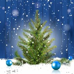 Tree Ball Snow Wood Photography Scenery Backdrop Christmas Theme Banner IYC-691