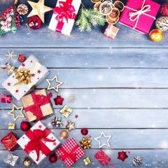 Present Star Wood Photography Scenery Backdrop Christmas Theme Banner IYC-692