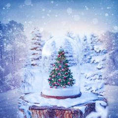 Tree Snow Mountain Photography Scenery Backdrop Christmas Theme Banner IYC-698