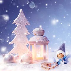 Light Tree Snow Cartoon Character Photography Scenery Backdrop Christmas Theme Banner IYC-699