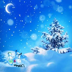 Tree Moon Snowman Photography Scenery Backdrop Christmas Theme Banner IYC-708