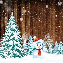 Wood Tree Snowmam Snowflake Photography Scenery Backdrop Christmas Theme Banner IYC-712