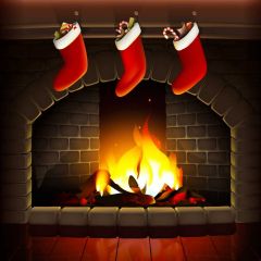 Fireplace Sock Brick Photography Scenery Backdrop Christmas Theme Banner IYC-715