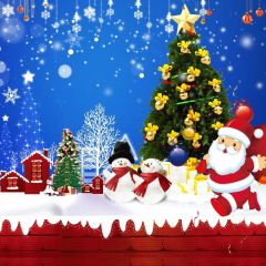 Tree Santa Claus House Snowflake Photography Scenery Backdrop Christmas Theme Banner IYC-716