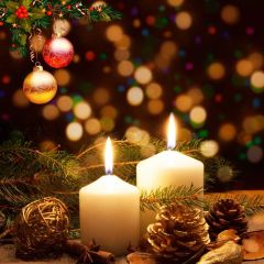 Candle Ball Plant Colour Spot Photography Scenery Backdrop Christmas Theme Banner IYC-731