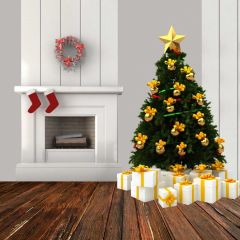Tree Present Floor Flower Circle Photography Scenery Backdrop Christmas Theme Banner IYC-733