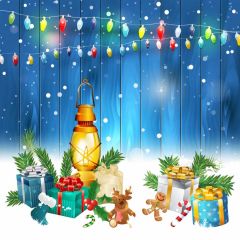 Present Wood Wall Star Snow Photography Scenery Backdrop Christmas Theme Banner IYC-734