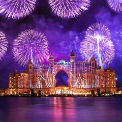 Firework Building Night River Photography Scenery Backdrop Festival Celebration Theme Banner IYC-746
