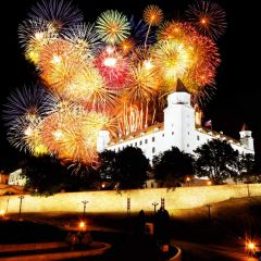 Firework House Road Light Photography Scenery Backdrop Christmas Theme Banner IYC-749