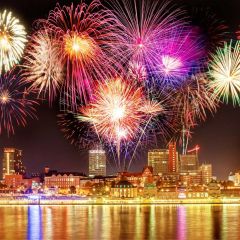 Firework House Night Sky Light Photography Scenery Backdrop Christmas Theme Banner IYC-750