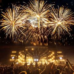 Firework Light Night People Photography Scenery Backdrop Christmas Theme Banner IYC-752