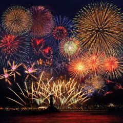 Firework Light Building Photography Scenery Backdrop Festival Celebration Theme Banner IYC-755