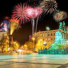 Firework Light Building Plant Photography Scenery Backdrop Festival Celebration Theme Banner IYC-762