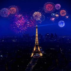 Tower Firework Night Light Photography Scenery Backdrop Festival Celebration Theme Banner IYC-763