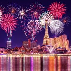 Firework Building River Light Photography Scenery Backdrop Festival Celebration Theme Banner IYC-765