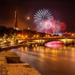 Firework Sand River Night Photography Scenery Backdrop Festival Celebration Theme Banner IYC-768