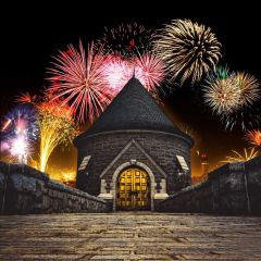 Firework Arch Road Night Photography Scenery Backdrop Festival Celebration Theme Banner IYC-781