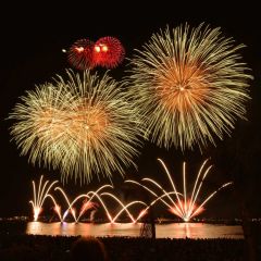 Firework Night Fountain Light Photography Scenery Backdrop Festival Celebration Theme Banner IYC-786