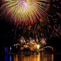 Firework River Flag Photography Scenery Backdrop Festival Celebration Theme Banner IYC-790