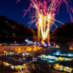 Firework Store Mountain Light House Photography Scenery Backdrop Festival Celebration Theme Banner IYC-802