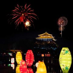 Firework Pavilion River Lantern Photography Scenery Backdrop Festival Celebration Theme Banner IYC-813