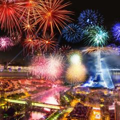 Firework Sky Building River Photography Scenery Backdrop Festival Celebration Theme Banner IYC-826