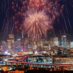 Firwork Building Highway Light Photography Scenery Backdrop Festival Celebration Theme Banner IYC-836