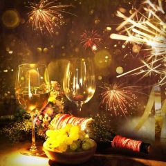 Firework Wine Glass Light Photography Scenery Backdrop Festival Celebration Theme Banner IYC-847