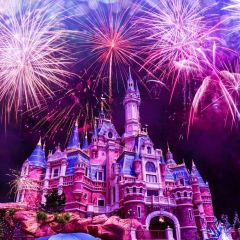 Castle Firework Dark Sky Photography Scenery Backdrop Festival Celebration Theme Banner IYC-848