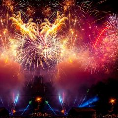 Firework Light Dark Yellow Photography Scenery Backdrop Festival Celebration Theme Banner IYC-853