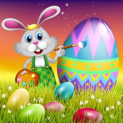 Rabbit Egg Grass Photography Scenery Backdrop Festival Celebration Theme Banner IYC-869