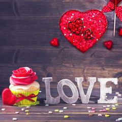 Heart Flower Wood Photography Scenery Backdrop Love Theme Banner IYC-884