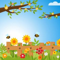 Tree Flower Cloud Photography Scenery Backdrop Cartoon Theme Banner IYC-903