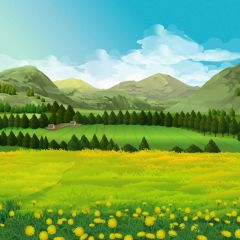 Cloud Grass Mountain Photography Scenery Backdrop Cartoon Theme Banner IYC-904