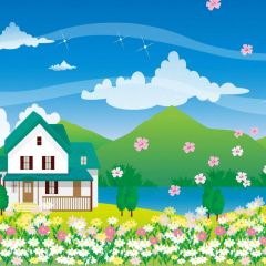 Flower Cloud House Photography Scenery Backdrop Nature Theme Banner IYC-913