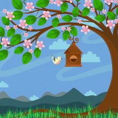 Tree Bird Cloud Photography Scenery Backdrop Nature Theme Banner IYC-915