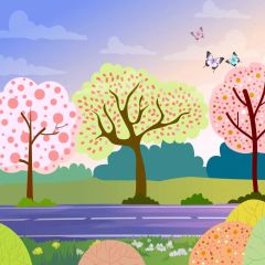 Tree Cloud Butterfly Photography Scenery Backdrop Nature Theme Banner IYC-918