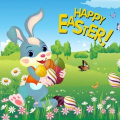 Egg Rabbit Flower Photography Scenery Backdrop Festival Celebration Theme Banner IYC-943