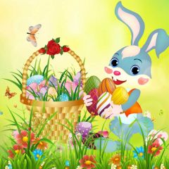 Rabbit Flower Basket Photography Scenery Backdrop Festival Celebration Theme Banner IYC-946