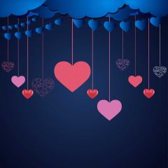 Heart Pink Dark Blue Photography Scenery Backdrop Love Theme Banner IYC-951