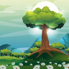 Tree Flower Grass Photography Scenery Backdrop Nature Theme Banner IYC-956