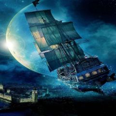 Wizardly Sailing Photography Scenery Backdrop Fantasy Theme Banner MNH-039
