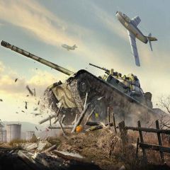 Giant Tank Photography Scenery Backdrop Military Warfare Theme Banner MNH-046