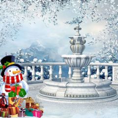 Snowman With Presents Photography Scenery Backdrop Christmas Theme Banner MNH-048