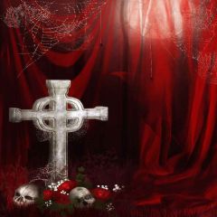 Cross With Skull Photography Scenery Backdrop Halloween Theme Banner MNH-070