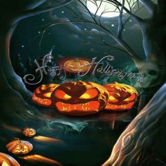 Scary Pumpkins Photography Scenery Backdrop Halloween Theme Banner MNH-073