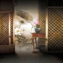 Chinese Classical House Photography Scenery Backdrop Indoor Theme Banner MNH-087