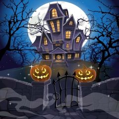 Scary House Photography Scenery Backdrop Halloween Theme Banner MNH-090